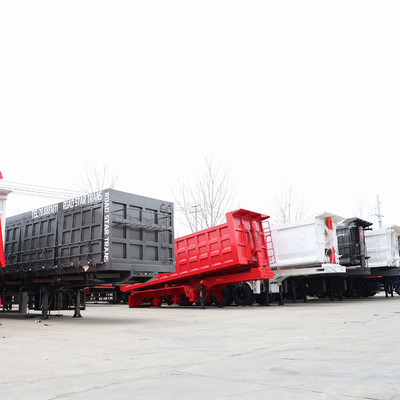351-450 chevaux semi-remorque à décharge arrière à demi-tube à 4 essieux 40cbm 80tons
