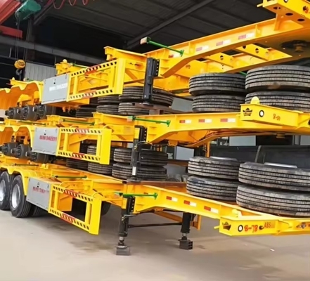 Camion à squelettes de 40 pieds 45 tonnes, semi-container, châssis, remorque à 12 pneus