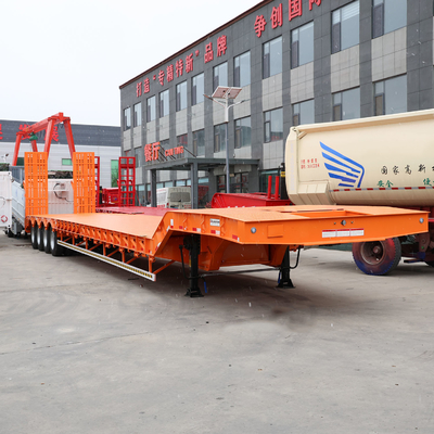Capacité de chargement de 50 tonnes 3 4 essieu basse chargeur de lit coude de poule Lowboy semi-remorque avec 1