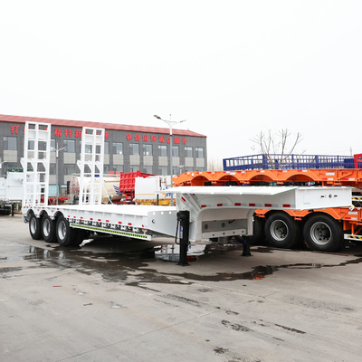 Capacité de chargement de 50 tonnes 3 4 essieu basse chargeur de lit coude de poule Lowboy semi-remorque avec 1
