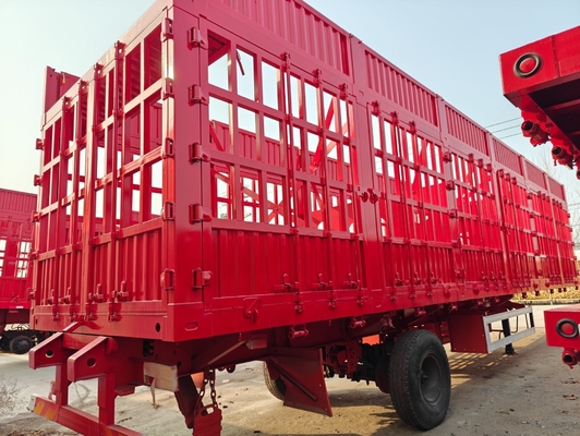 3 essieux 60 80 Tonnes de clôture d'élevage d'animaux d'élevage de bétail de stock de marchandises de transport de clôture semi-remorque