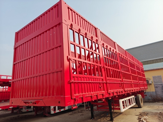 3 essieux 60 80 Tonnes de clôture d'élevage d'animaux d'élevage de bétail de stock de marchandises de transport de clôture semi-remorque