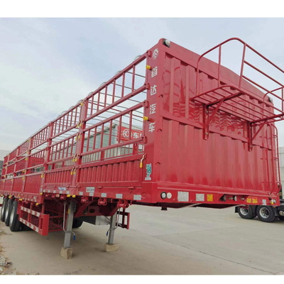 Semi-remorque de fret à hautes clôtures de 50 à 70 tonnes, remorque de camion à plat lourd avec pneus à deux pièces