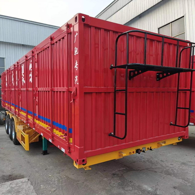 Semi-remorque d'utilité à plat 3 essieux à rampe de clôture latérale pour bétail pour bateaux de marchandises