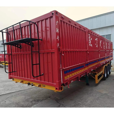 Semi-remorque d'utilité à plat 3 essieux à rampe de clôture latérale pour bétail pour bateaux de marchandises