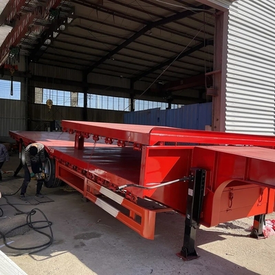 Semi-remorque à lit bas en acier à 4 essieux pour camionneur à col rousse de 80 T à 120 T