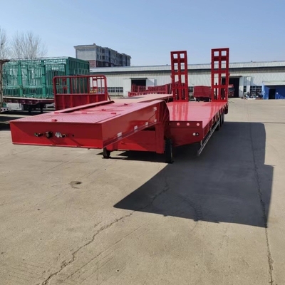 Semi-remorque à lit bas en acier à 4 essieux pour camionneur à col rousse de 80 T à 120 T